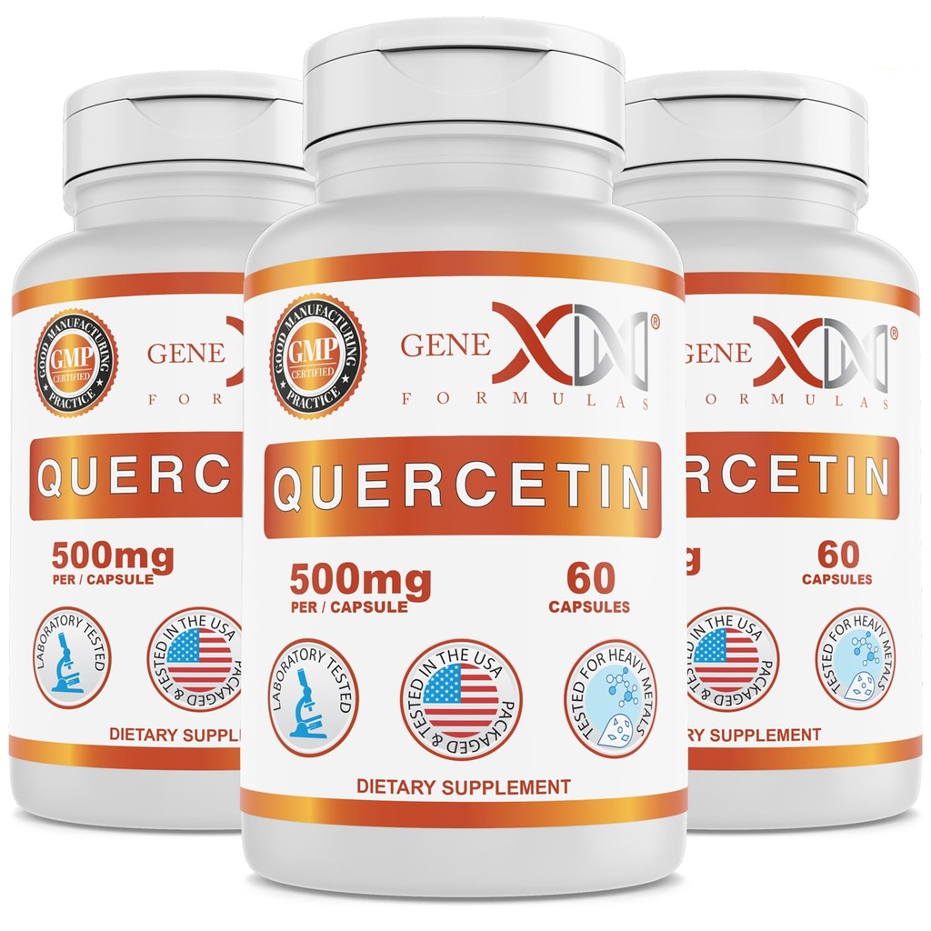 Genex Formula Quercetin 500 mg (60 kapselia) Ei-GMO, Gluteeniton (3 pakkaus)
