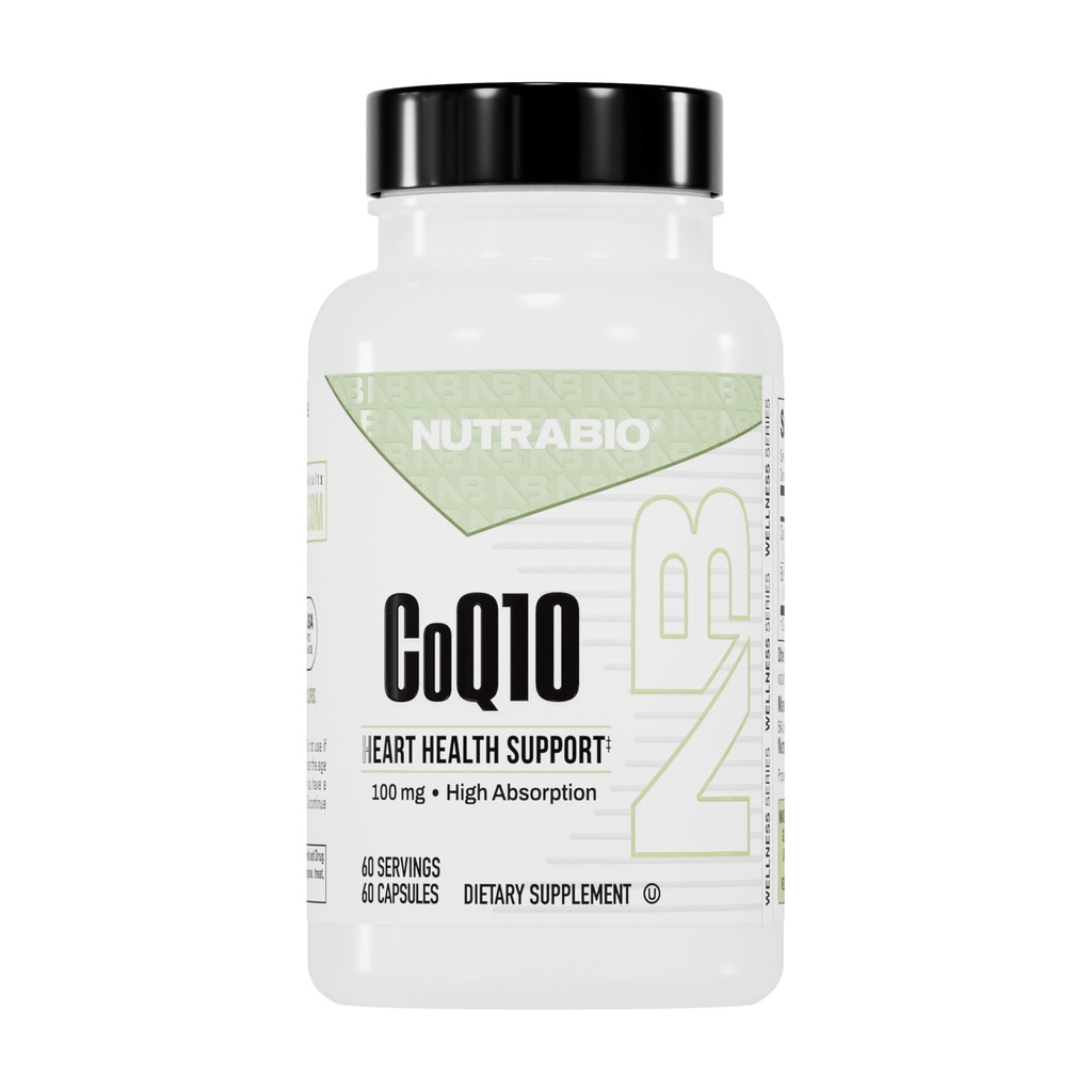 NutraBio CoQ10 Ravintolisä, terve sydämen toiminta & solutuotanto, 100mg - 60 kapselia