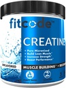 fitcode Kreatiini Monohydraatti 5 gramman puhdasta mikronoitua kreatiinimonohydraattia lihaksen rakentamiseen, toipumiseen, vahvuus ja kestävyys, makuamaton jauhe, 60 tarjoilua