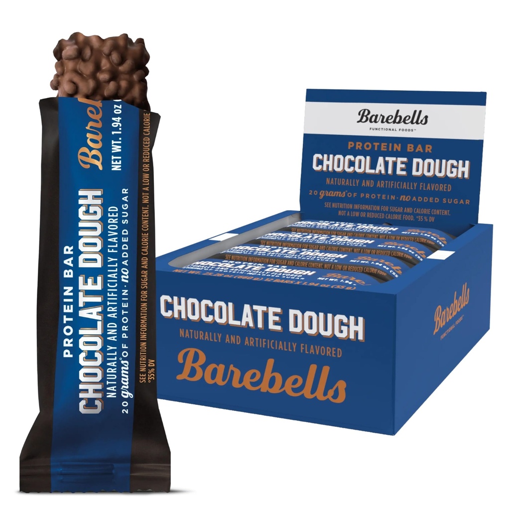Barebells Protein Bars Chocolate Dough - 12 Count, 20g High Protein Hearts - Suklaa Ravintola Bar 1g Yhteensä Sokerit - On-The-Go Aamiainen tai Työn jälkeen Välipala