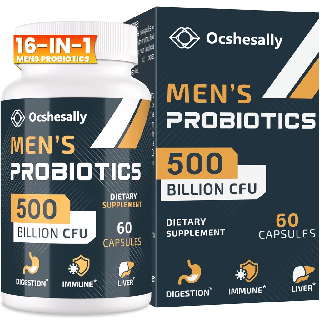 Probiootit miehille, 500 miljardia PMY & 12 kanta Miesten probiootti, kurkuma, karpalo, Goji - Probiootit digestiiviselle terveydelle, Gut, immuuni ja turvotus, eturauhasen ja virtsateiden terveys, 60 kapselia