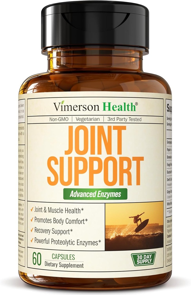 Joint Support Supplement with bromelain, Serrapeptaasi & Papayan Enzymes - Proteolyyttiset Entsyymit digestion & Recovery - Dgestive Enzyme & Joint Complex for Men & Women - 60 Viivästynyt Release Kapselit