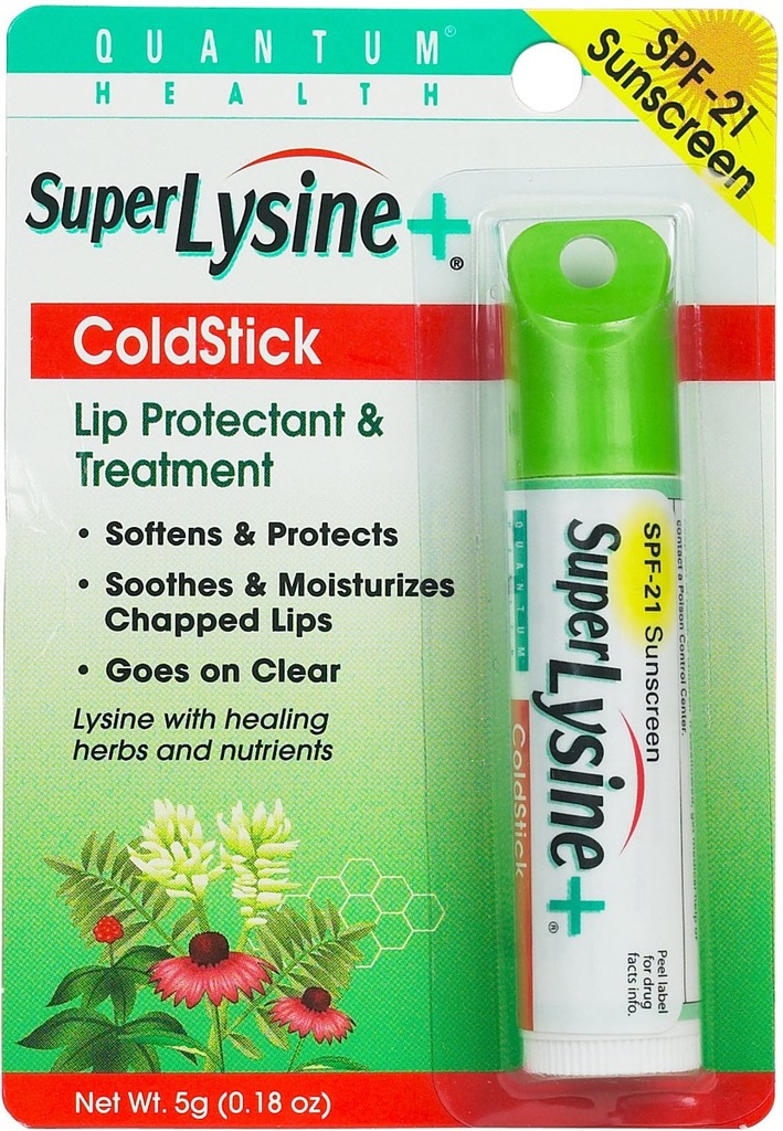 Quantum Super Lysine ja Cold Stick Tube Lip Protector ja kylmän ihottuman hoito - 0,18 oz