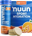 Nuun Sport Elektrolyyttitabletit, joissa on magnesiumia, kalsiumia, kaliumia, kloridia ja natriumia, gluteeniton ja vegaaninen, appelsiini, 8 pakkaus (80 tarjoilua yhteensä)