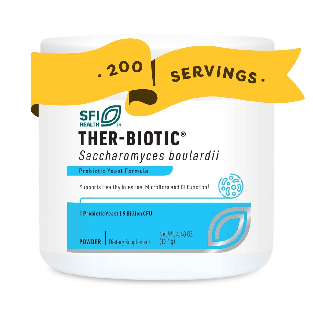 Klaire Labs SFI Health Pure Saccharomyces Boulardii Powder - Probiootti täydentää tukee Hiivatasapaino - Ruoansulatus- ja immuunituki - Hypoallergenic - Double Scoop lapsille ja aikuisille (4.48oz)
