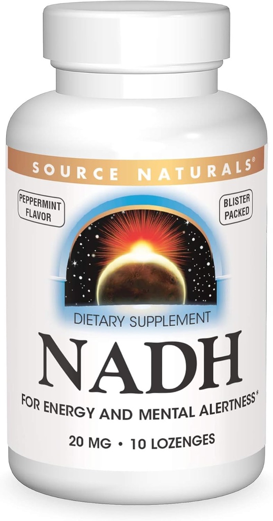 Source Naturals NADH 20mg, Tehostaa energiaa ja mielentila*, 10 Lozenges