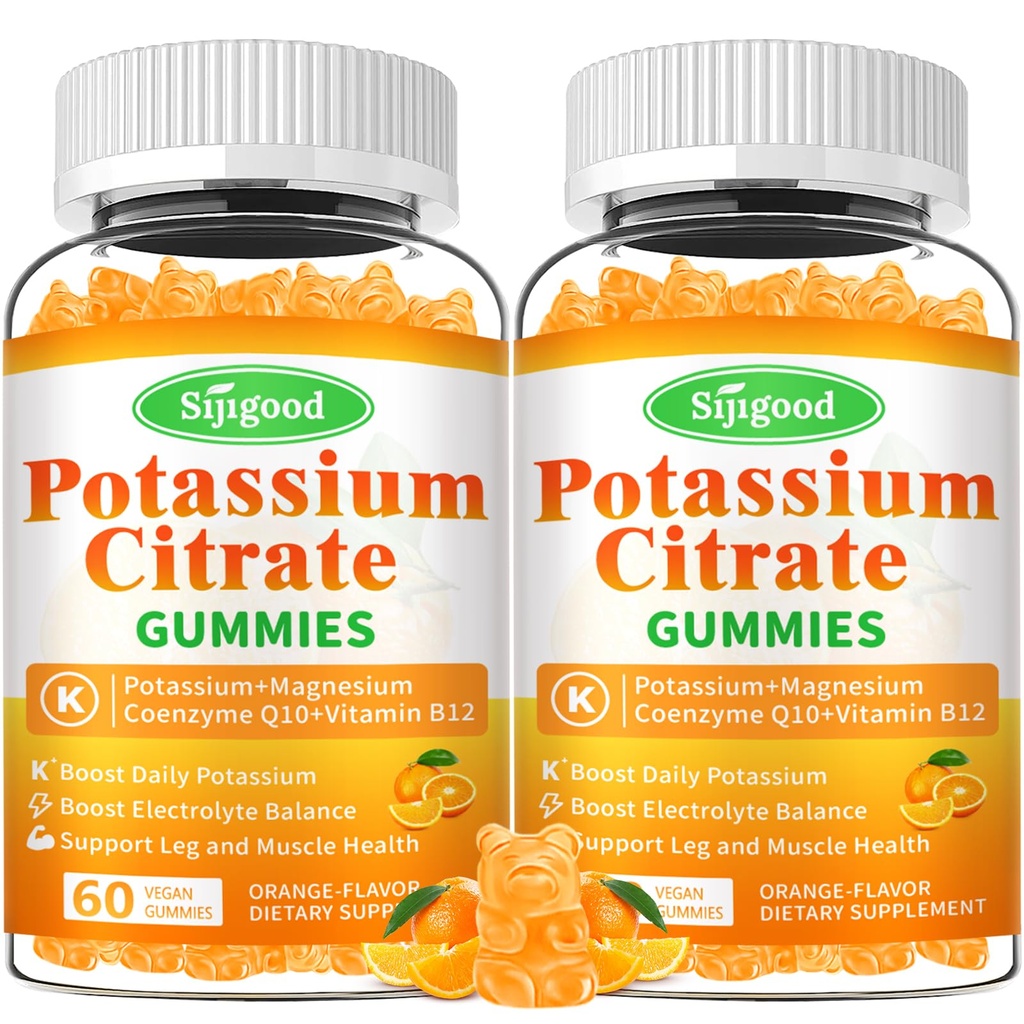 2 Pakkaus Kaliumsitraatti Gummies ... Korkea Potenssi Kalium täydentää lihasten terveys, jalkakramp Relief, Elektrolyyttitasapaino ... Vegaani, ei-GMO, gluteeniton, oranssi maku, 120 kreivi