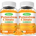 2 Pack Potassium Citrate Gummies - High Potency Potassium Supplement for Muscle Health, Leg Cramp Relief, Electrolyte Balance - Vegan, Non-GMO, Gluten-Free, Orange Flavor, 120 Count