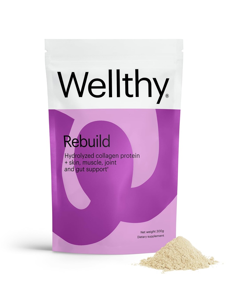 Wellthy Collagen Peptides Protein Powder - Grass Fed Hydrolysed Collagen hiusten kasvua, ihoa, kynsiä, Gut ja Joint Support - 20,000 mg Collagen & 18g Protein ...