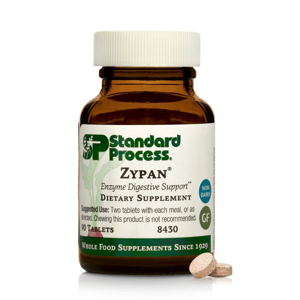 Standard Process Zypan - Dgestive Health Support Supplement - HCI täydentää haiman, Betaine Hydrochlorothiazide & Pepsin - Tuki Macronutrient Digestion - 90 tablettia