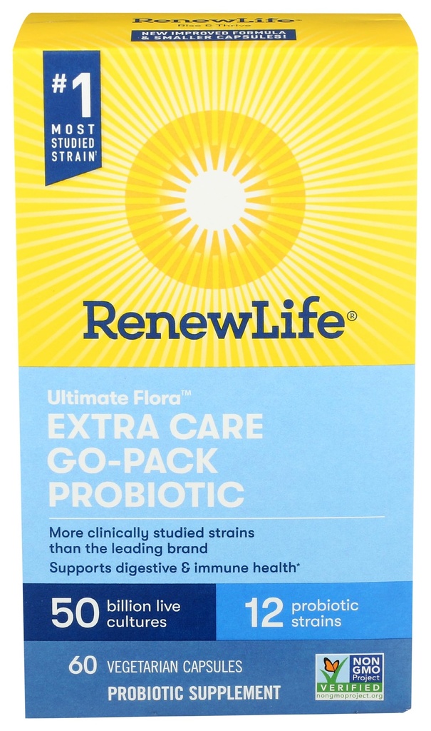 Uusi Life Extra Care Ultimate Flora Probiootti 50 miljardia Go Pack, 60 Ct