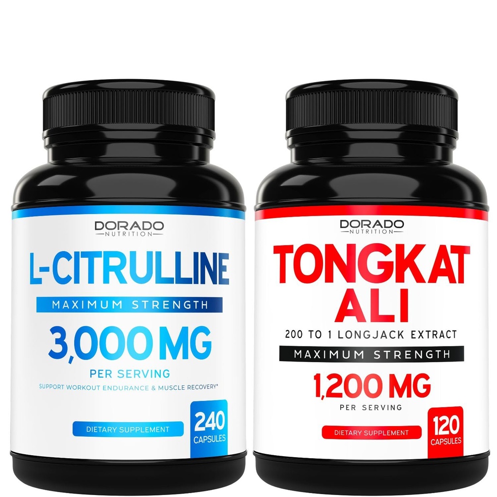 L Sitruliini 3000 mg täydentää (240 Count) L Arginiini & typpioksidi pillereitä - Tongkat Ali Men 1200mg 200-1 Extract - (120 Count) Tuki vahvuus,Drive & Athletic Performance - Vegan & USA Made