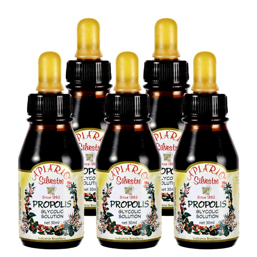 Virallinen jakelija - 5 pullot Apiario Silvestre Brasilialainen Green Bee Propolis Liquid Glycolic Extract-Non alkoholiton, vahaton, sokeriton (PG)