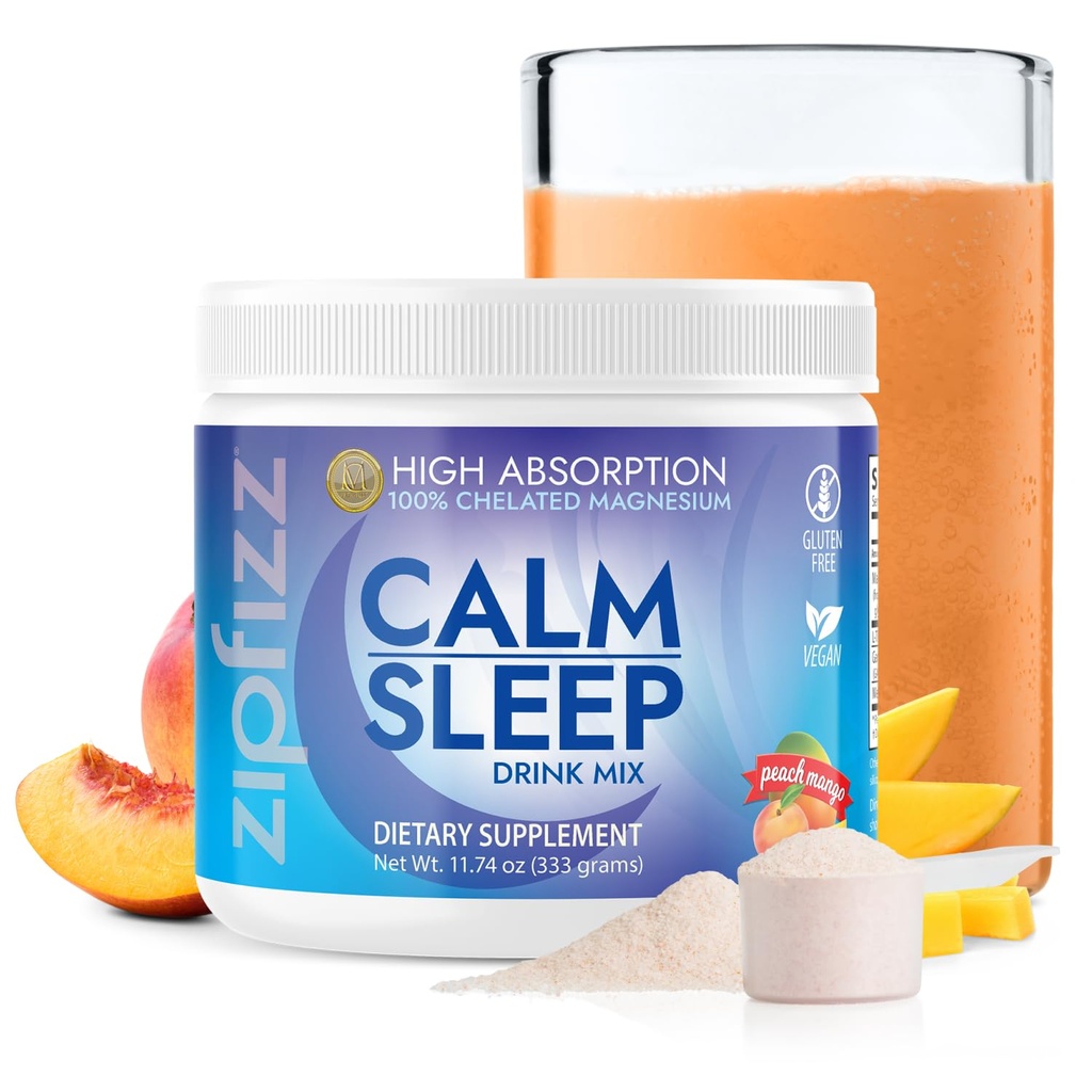 Zipfizz Nightly Calm & Sleep Supplement Powder, Peach Mango, 12.3 oz (30-60 tarjoilua)