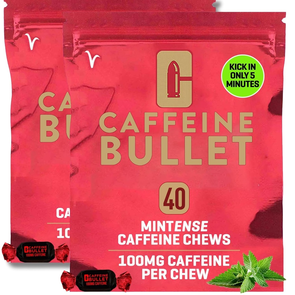 Comfeine Bullet Mint Energy Chews *80 ... Nopeampi Boost Than Gels, Tabletit ja purukumi. 100mg per Palvonta - Sport Science for Running, Pyöräily, Gaming & Pre Treout Endurance Kick.
