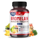 Bromelain Supplement med Quercetin, Zink, Fenugreek, Turmeric, Ginger, Black Pepper & Probiotics - Stöder Digestion, Joint Health & Nutrient Absorption | 150 kapslar