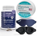 Univyö: 3D-valon tukkiva uninaamio, melatoniini+ nopeasti liuottavat melatoniinin lisäravinteet 60 kapselia, ja magnesiumvoi voita Tenesed Legs & Tight lihasten, 4oz Cream