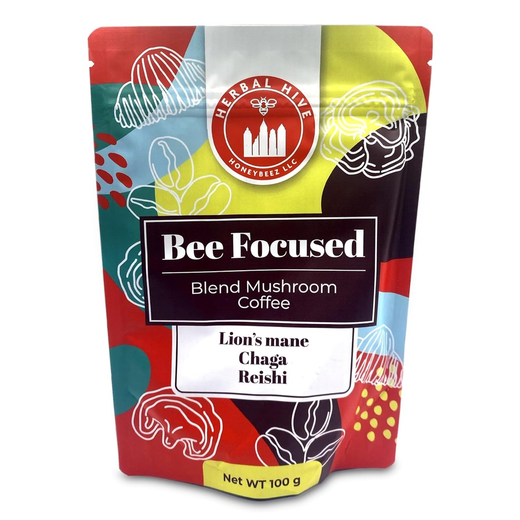 Sienet kahvia kasviperäisten pesä mehiläisen keskittynyt Sisältää Adaptogens Reishi, leijonan mane, ja Chaga Superfood Low Acid Instant 30 Tarjoilut (3.5 oz, Tumma paahto)
