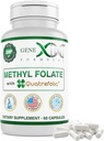 GENEX Methyl Folate med Quatrefolic® 1360 mcg DFE (60 kapslar) Bio-Active Form of Folate - 5-Methyltetrahydrofolate | Vegan, Gluten Free, Non-GMO (60 Day Supply)