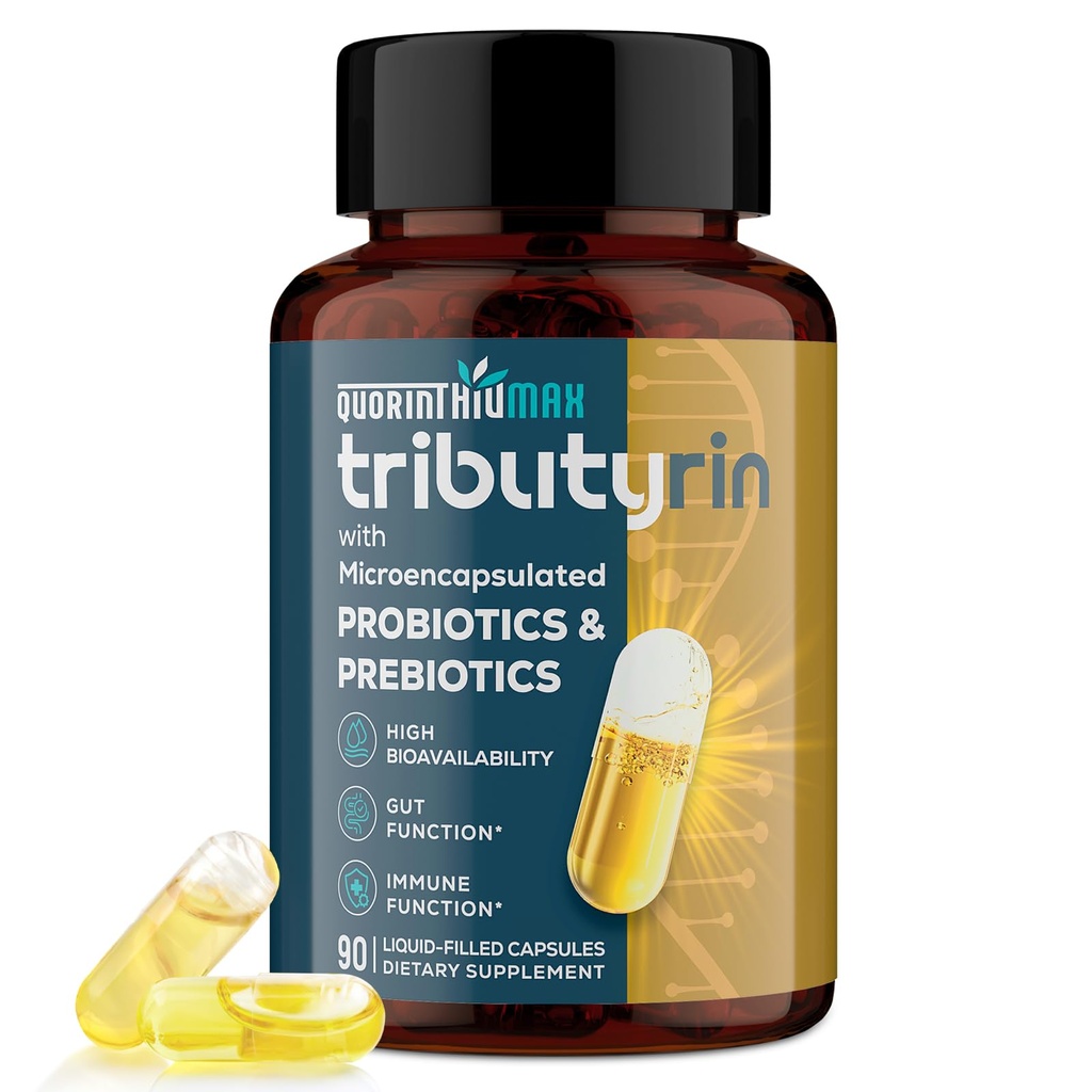 Tributyriinin täydennysosa Gut & Immuun 800 mg ... Suuri biologinen hyötyosuus mikrokapseloitujen probioottien ja prebioottien kanssa...