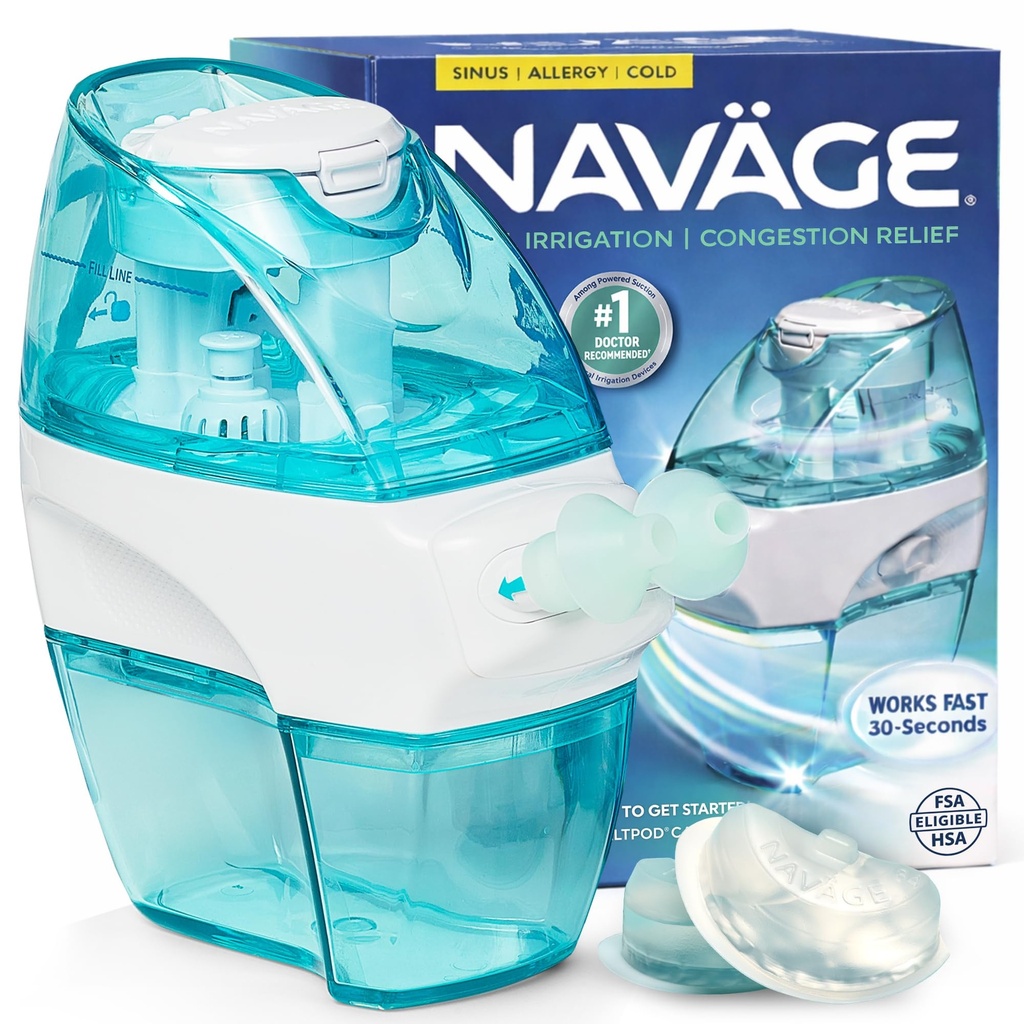 Navage Starter Bundle - Nasal Irrigation System - Saline Nasal Rinse Kit med 1 Navage Nose Cleaner och 30 Salt Pods