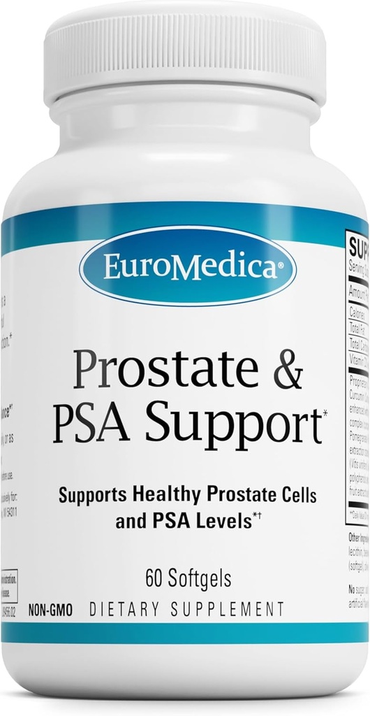 EuroMedica Prostate ja PSA Support - Ravintolisä terveellistä Prostate & Hormone Balance Support - Kasviperäisten täydentää Curcumin, Turmeric Essential Oil & Grape Seed Extract - 60 Softgels