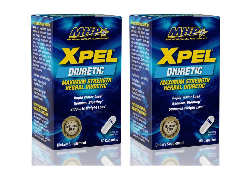 MHP Xpel Maximal Strength Diuretic Capsules, 80 Count (Pack of 2) (Packaging May Vary)