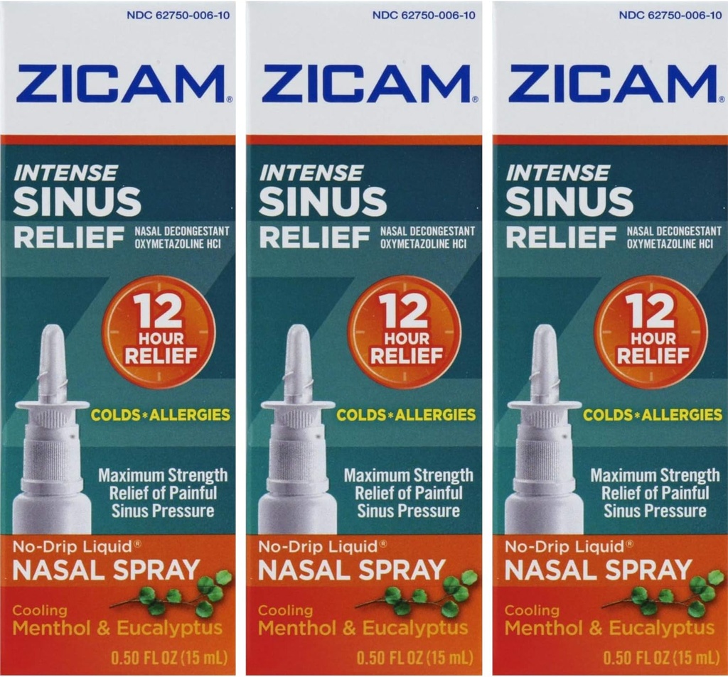 Zicam Intense Sinus Relief, Cooling Menthol & Eucalyptus Pump 0,5 fl oz (Kvantitet 3)