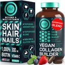 WILD POLTTOAINE Vegaani Collagen Builder - Biotiini, Luomu Superfood, aminohapot Glysiini, Lysiini, Proline Plant-pohjainen Collagen Booster lisäravinteet - 30 Organic Extract tabletit