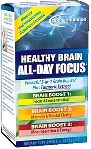 Applied Nutrition Healthy Brain All Day Focus, 50 tabletter per flaska (3 Pack)