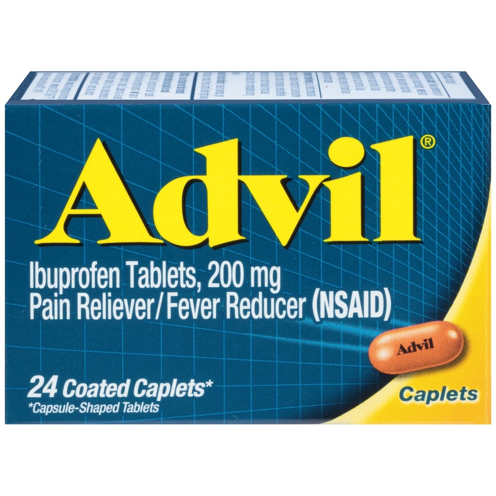 Advil Coated Caplets Pain Reliever och Fever Reducer Ibuprofen 200mg, 24 Count