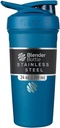 BlenderBottle Strada Shaker Cup Eristetty ruostumaton teräs vesipullo Wire Whisk, 24-ääni, sininen