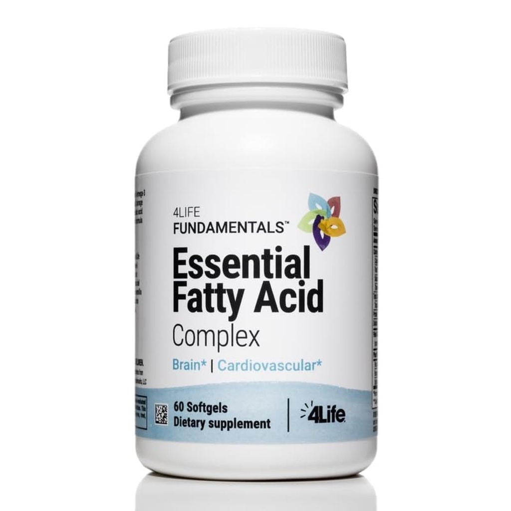 4Life Essential Fatty Acid Complex - Fish Oil Blend Funktioner Omega-3 och Omega-6, Inkluderar GLA och CLA - Cirkulationsstöd - 60 Softgels
