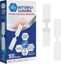MED PRIDE Butterfly teipin sulkemiseen Bandges Haavojen sulkemiseen, Steriili hypoallergenic adhesive Non-Stick Pad, Latex-vapaa, pakkaus 100 assorted kokoa (suuri)