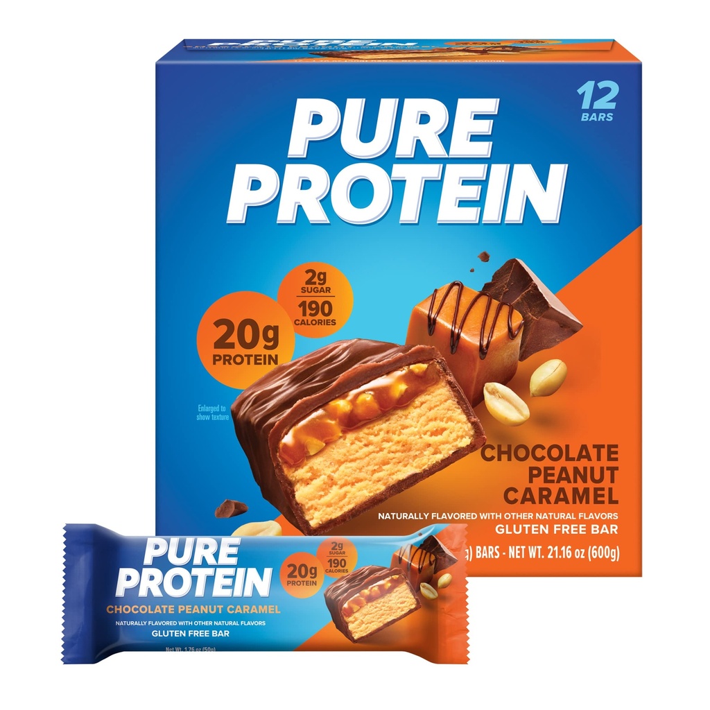 Puhdasta proteiinipatukoita, korkeaa proteiinia, ravitsevia pähkinöitä, jotka tukevat energiaa, vähäsokerista, gluteenitonta, suklaapiirakkaa, 1,76oz, 12 Count (Pack of 1) (Packing May Vary)