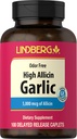 Lindberg Garlic Supplement Pills | 500mg | 100 Caplets | Odorless med High Allicin (5000mcg) | Allium Sativum Extract | Non-GMO, Gluten Free