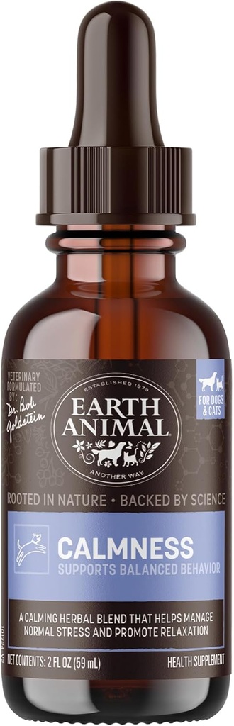 Earth Animal Apotecary Liquid Supplement - Rauhallisuus kasviperäisten korjaustoimenpiteitä koirille ja kissat - 2 fl oz