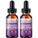 2 pakkaus Glukosamiini Chondroitin MSM Liquid Drops, Extra Strength Joint Support Supplement for Adults Miehet & Naiset, Quercetin Boswelia, Bromelain, antioksidantti Immuuni tuki (4 Fl oz)