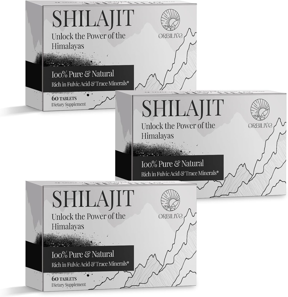 30 000 MG Shilajit Tabletit, 100% Shilajit Pure, Himalajan Organic, Shilajit miesten ja naisten Rich Fulvic Acid & 85+ Trace Minerals, Shilajit Supplement for Energy & Immunosystem System, 180