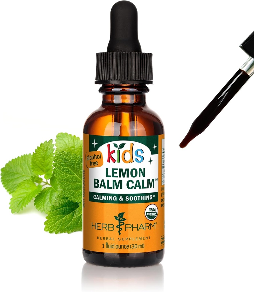 Herb Pharm Kids Certified-Organic alkoholiton sitruuna balm rauhoittaa nesteuute, 1 Ounce (GLKLEMON01)