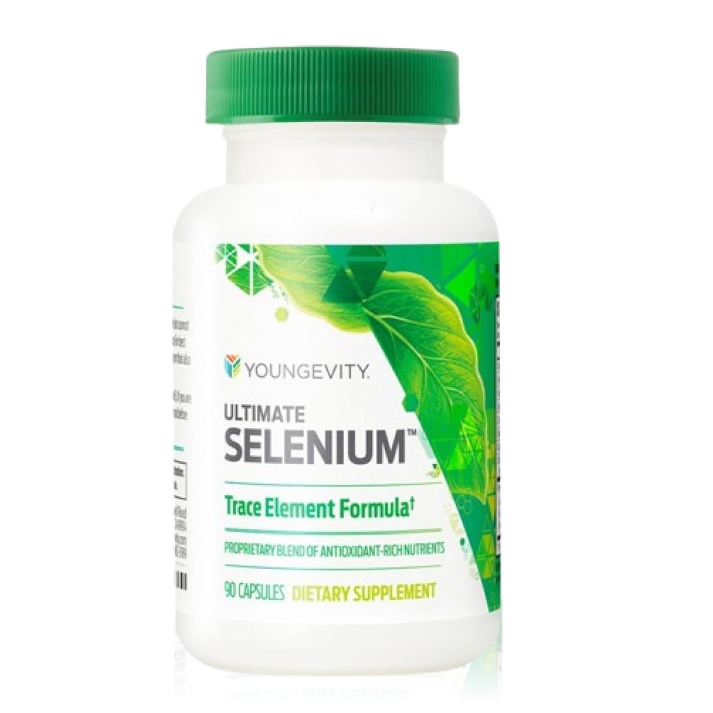 Youngevity Ultimate Selenium + Cofactors - Essential Mineral Supplement for Immuunisupport, Antioksidantti puolustus, Kilpirauhasen toiminta, ja soluterveyden (I-selenometioniini) - (90 kapselia)