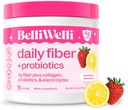 Belli Welli Fiber Supplement for Women&Men, Premium Daily Fiber Powder of Organic Acacia with Added Collagen, Electrolytes & Probiootit, No Bloat, Ummetus & Gut Health Support (Strawberry Lemonade)