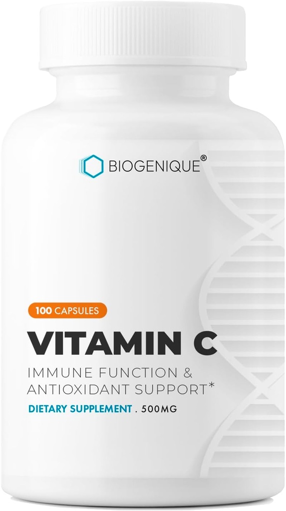 C-vitamiini - Luonnollinen Askorbiinihappo C-vitamiini täydentää immuunitukea - Pharmaceutical Grade C-vitamiini 500 mg - 100 kapselia - Luonnollinen immuuni tehosteet aikuisille - Vegan, Valmistettu Kanada