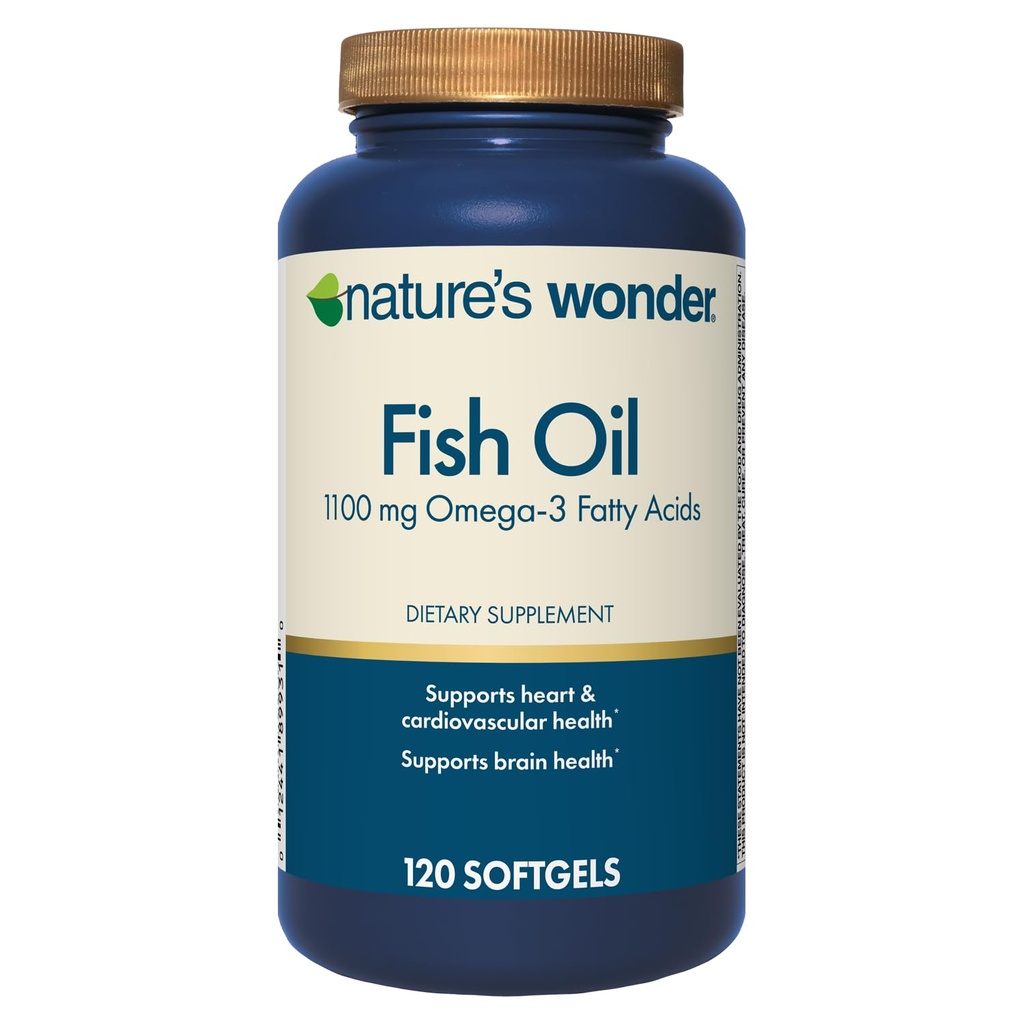 Nature's Wonder Fish Oil 1100mg Omega-3 Fish Oil Supplements for Women and Men, EPA & DHA for Healthy joins, Heart, Immunomy System, 120 Day Supply of Softgels