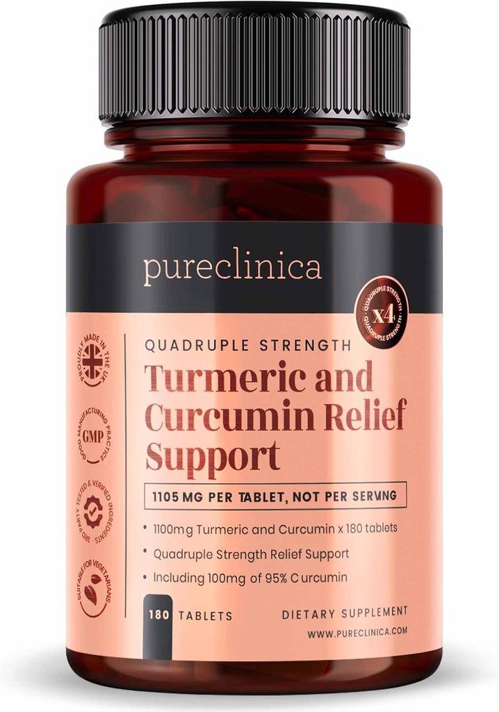 1100mg Turmeeric ja Curcumin x 180 tablettia - 6 kuukautta Supply - w/95% Curcumin & 5mg Black Pepper Extract