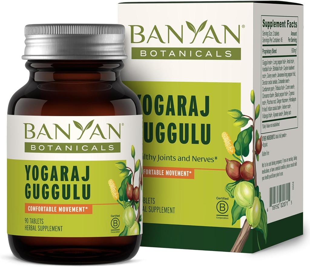 Banyan Botanicals Yogaraj Guggulu - Organic Joint Support Supplement - Ayurvedic Blend för att stödja Skeletal och neuromuskulära system * - 90 tabletter - Icke-GMO, hållbart källad, Vegan