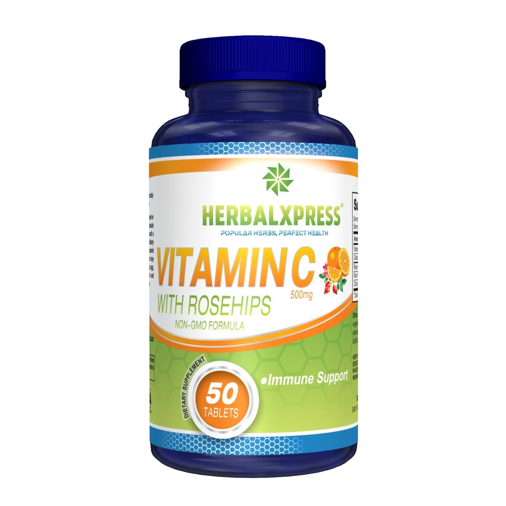 Herbalxpress C-vitamiini 500 mg kanssa Rose HIPS, Askorbiinihappo & Citrus Bioflavonoids 50 tablettia (1 Tub) - Tehokas Duo:- Täydentävä lähestymistapa parantaa immuunijärjestelmää.
