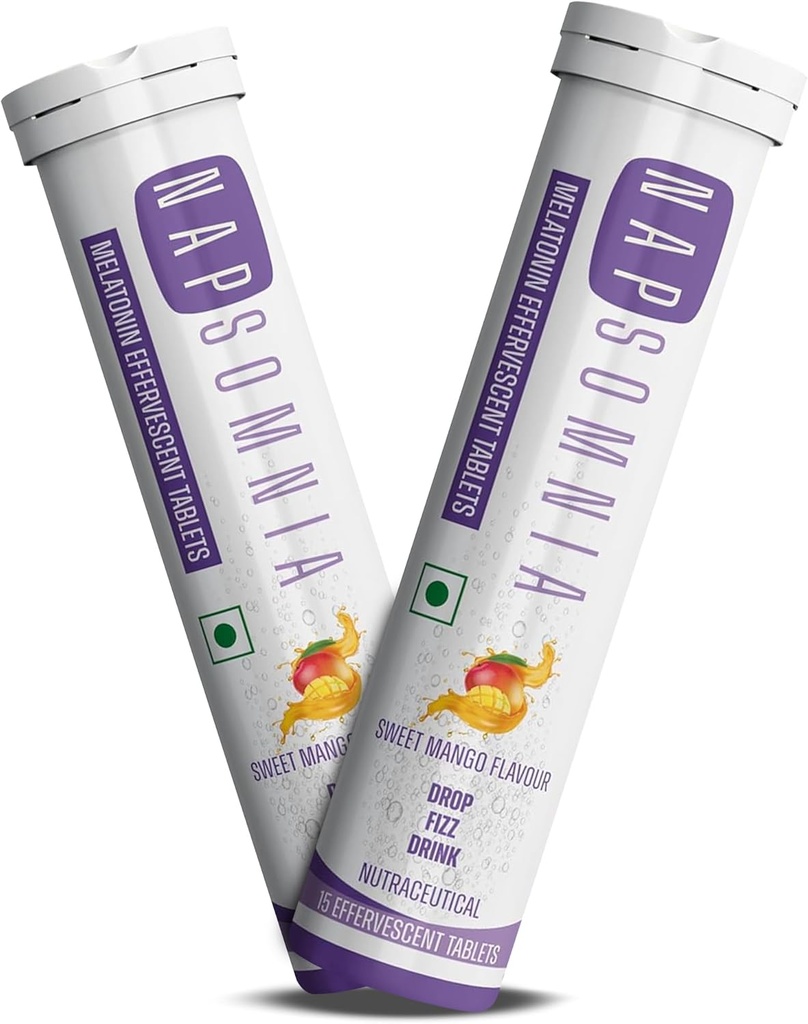 Melatoniini Effervescent Tabletit (Sweet Mango, 30 kreivi)