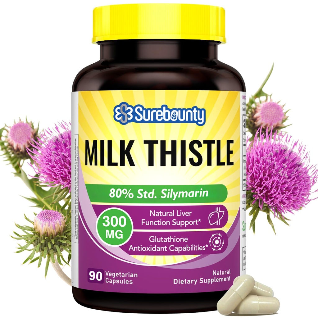 Milk Thistle, väkevä siemenuute, 80% silomariinia, maksan tuki Cleanse Detox, rasvamaksan lisäravinteet, ei-muuntogeenisiä organismeja, ei gluteenia ja soijaa, 90 kasviskapselit, 3 kuukauden tarjonta