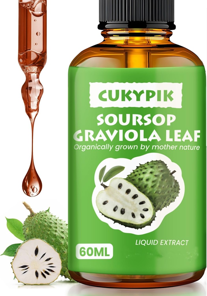 Mineral Supplements Soursop Graviola Leaf Extract Liquid Drop Plus Pure Botanical for Cell Support, Zzz & Antioxidant - Soursop Bitters Liquid, 2-4 månaders leverans, 2 Fl Oz